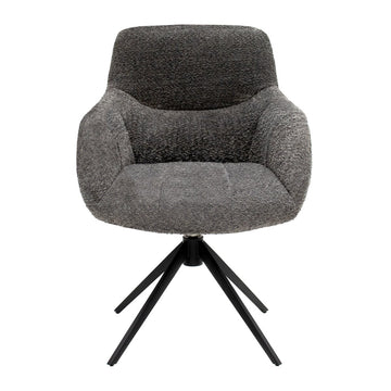 Esszimmerstuhl – Dunkelgraue Farbe, Bouclé Bezug, 360° Drehfunktion - Fer | Kick Collection