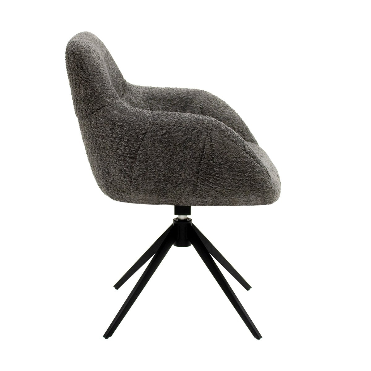 Esszimmerstuhl – Dunkelgraue Farbe, Bouclé Bezug, 360° Drehfunktion - Fer | Kick Collection
