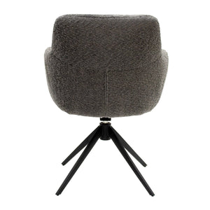 Esszimmerstuhl – Dunkelgraue Farbe, Bouclé Bezug, 360° Drehfunktion - Fer | Kick Collection