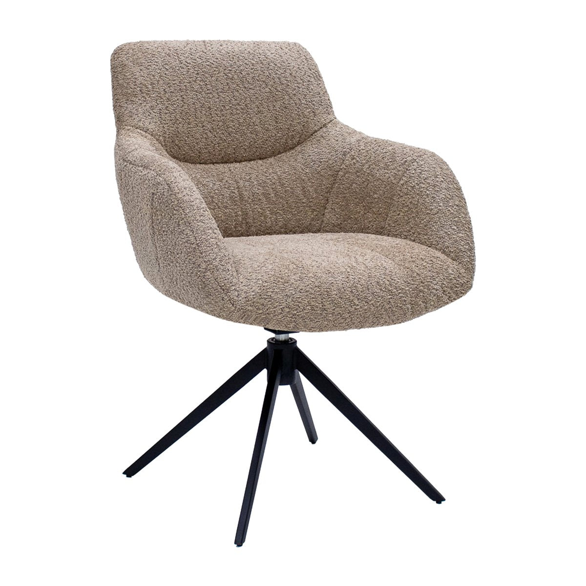 Esszimmerstuhl – Beige Farbe, Bouclé Bezug, 360° Drehfunktion - Fer | Kick Collection