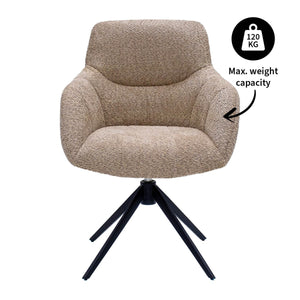 Esszimmerstuhl – Beige Farbe, Bouclé Bezug, 360° Drehfunktion - Fer | Kick Collection