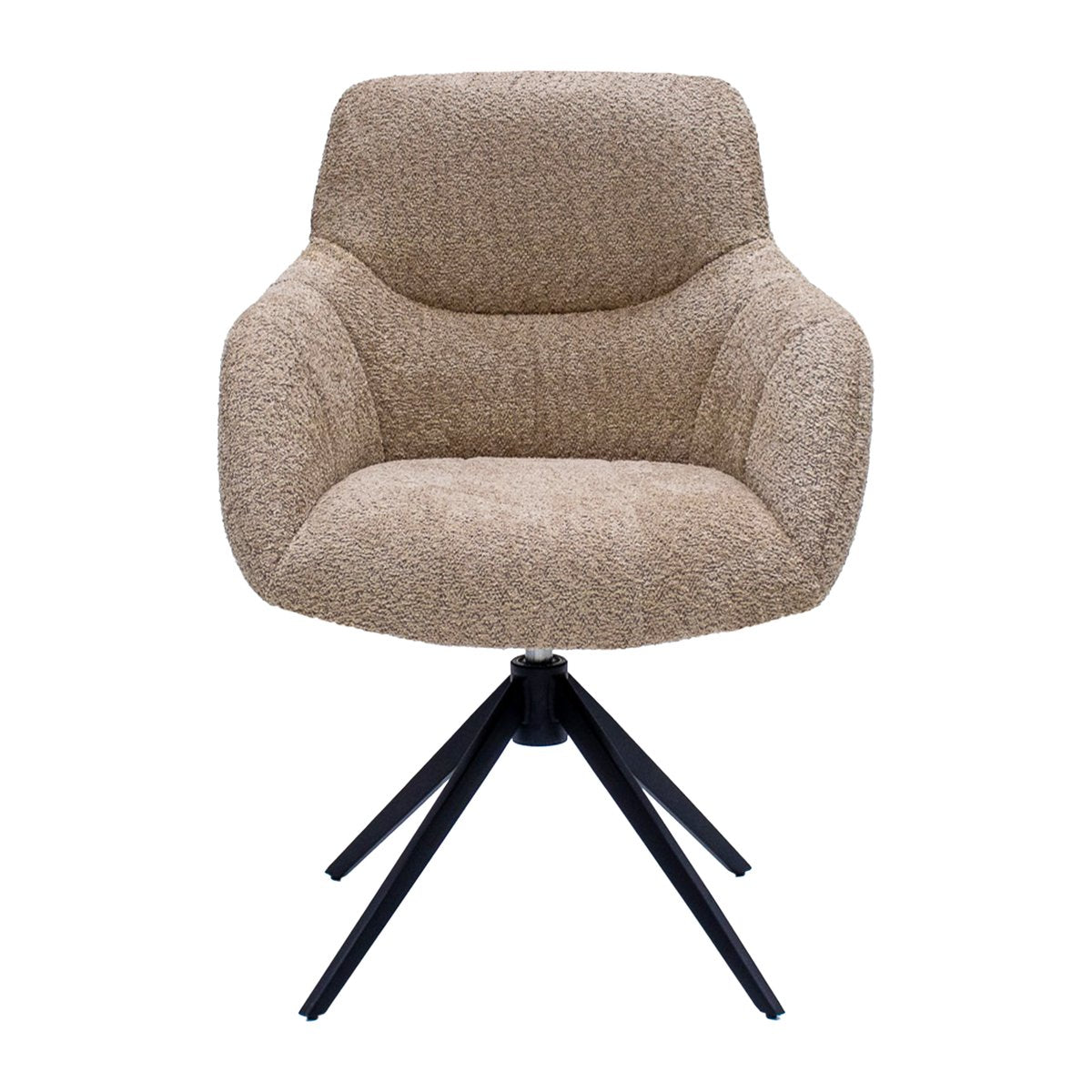 Esszimmerstuhl – Beige Farbe, Bouclé Bezug, 360° Drehfunktion - Fer | Kick Collection