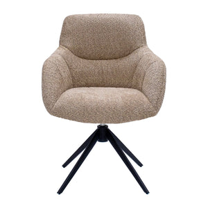 Esszimmerstuhl – Beige Farbe, Bouclé Bezug, 360° Drehfunktion - Fer | Kick Collection