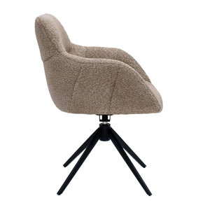 Esszimmerstuhl – Beige Farbe, Bouclé Bezug, 360° Drehfunktion - Fer | Kick Collection