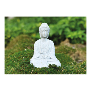 Dekofigur sitzender Buddha aus Poly in Grau mit mattierter Optik, detailreicher Skulptur-Form & stabiler Standfigur | Wurm