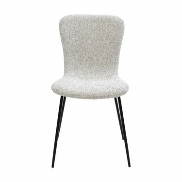 Esszimmerstuhl – Cremefarbener Strukturstoff, Schwarzes Metall, Zeitlose Form - Vigo | Kick Collection