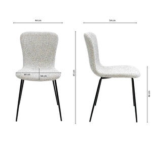 Esszimmerstuhl  – Texture Stoff, Schwarzes Metall, Creme Farbe - Vigo | Kick Collection
