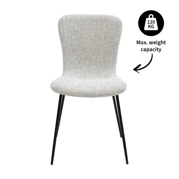 Esszimmerstuhl  – Texture Stoff, Schwarzes Metall, Creme Farbe - Vigo | Kick Collection