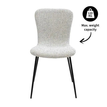 Esszimmerstuhl  – Texture Stoff, Schwarzes Metall, Creme Farbe - Vigo | Kick Collection