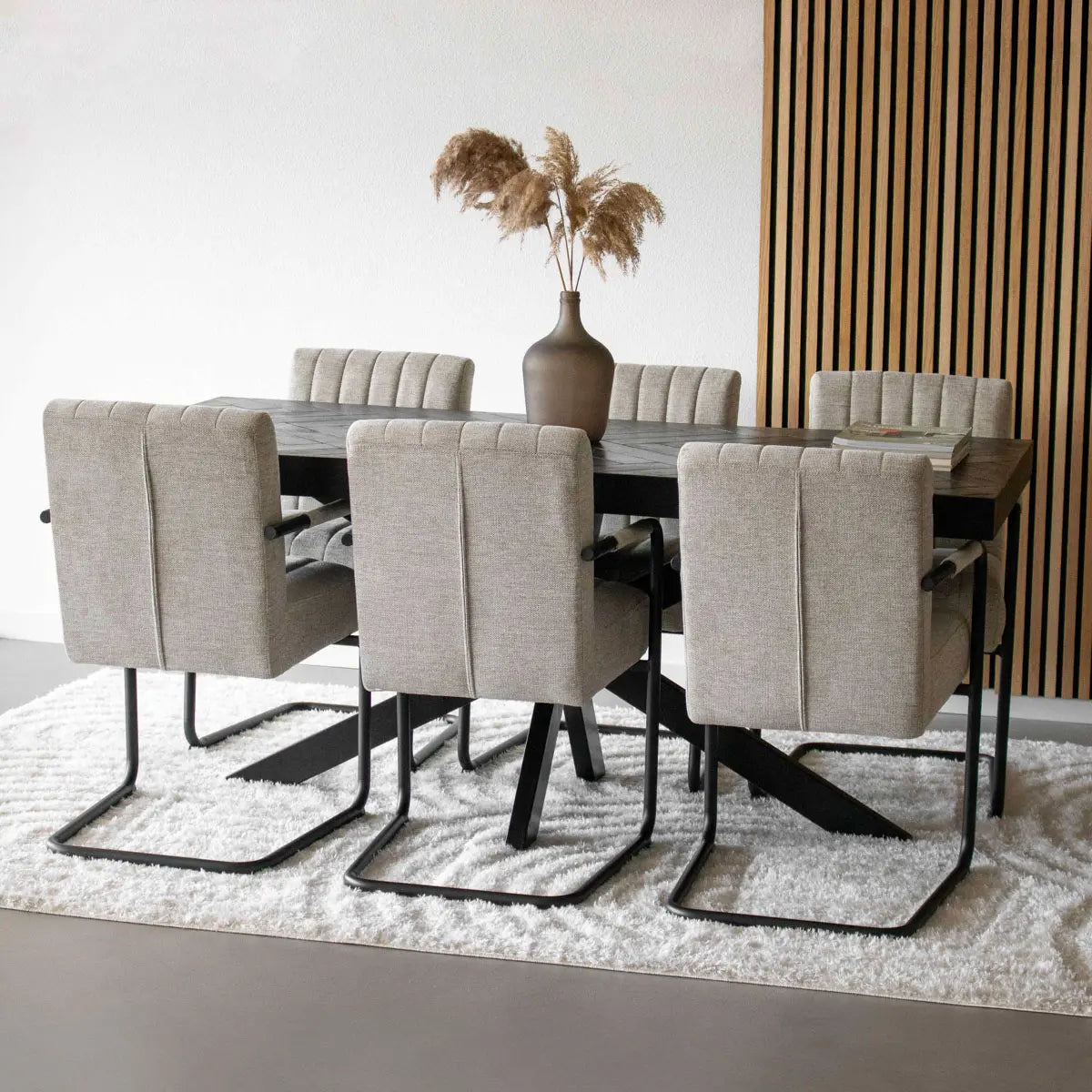 Sessel – Texture Stoff, Schwarzes Rohrgestell, Beige Farbe - Isa | Kick Collection