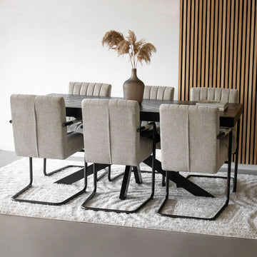 Sessel – Texture Stoff, Schwarzes Rohrgestell, Beige Farbe - Isa | Kick Collection