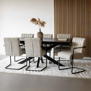 Sessel – Texture Stoff, Schwarzes Rohrgestell, Beige Farbe - Isa | Kick Collection