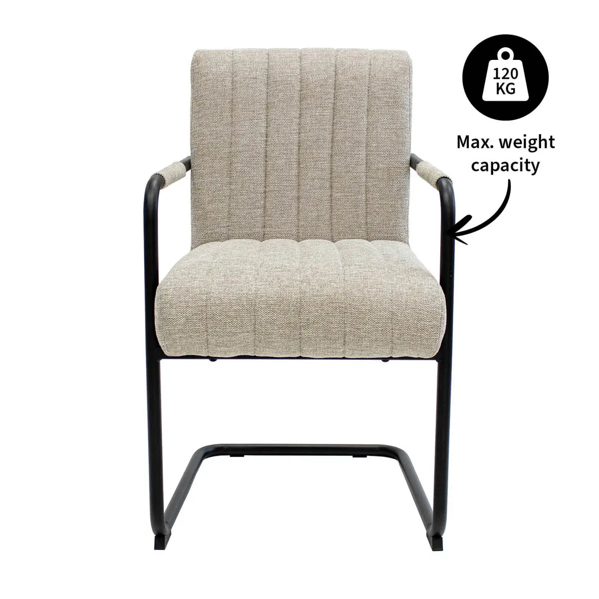 Sessel – Texture Stoff, Schwarzes Rohrgestell, Beige Farbe - Isa | Kick Collection
