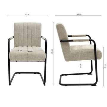 Sessel – Texture Stoff, Schwarzes Rohrgestell, Beige Farbe - Isa | Kick Collection