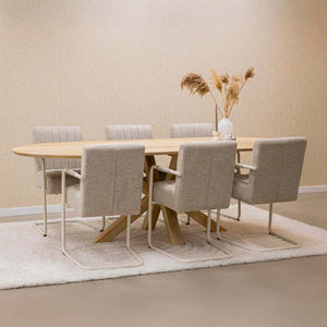 Sessel – Texture Stoff, Weißes Rohrgestell, Beige Farbe - Isa | Kick Collection