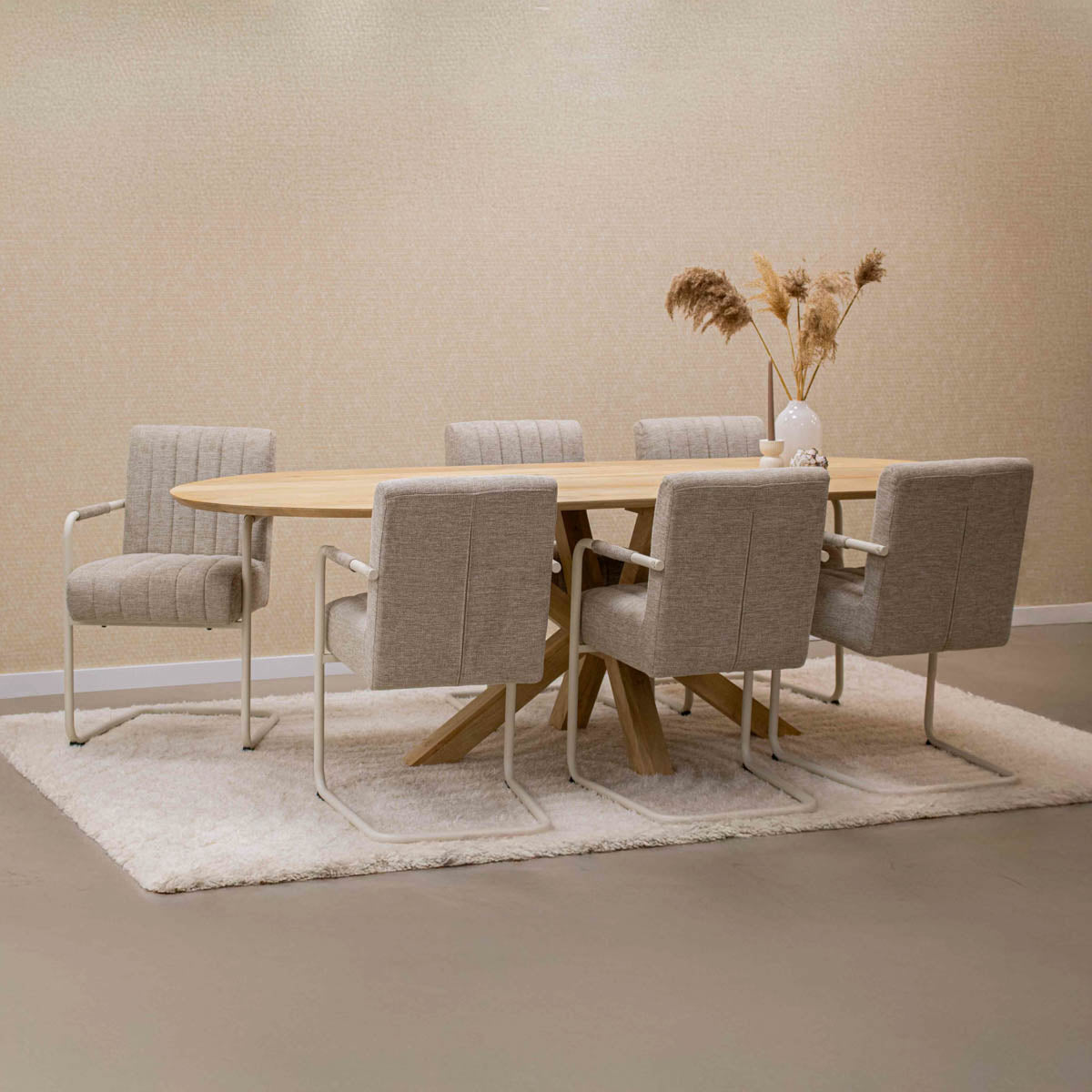Sessel – Texture Stoff, Weißes Rohrgestell, Beige Farbe - Isa | Kick Collection