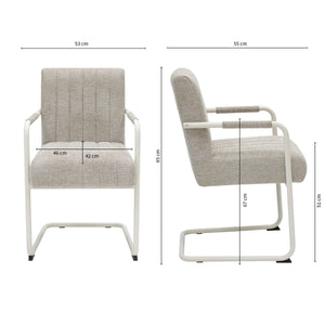 Sessel – Texture Stoff, Weißes Rohrgestell, Beige Farbe - Isa | Kick Collection