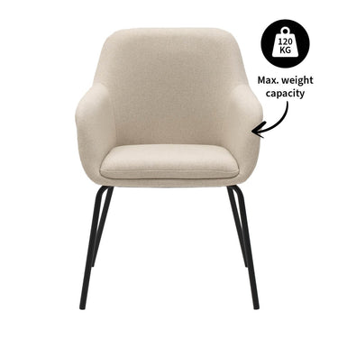 Esszimmerstuhl – Champagner Stoff, Schwarzes Metall, Festes Kissen - Daan | Kick Collection