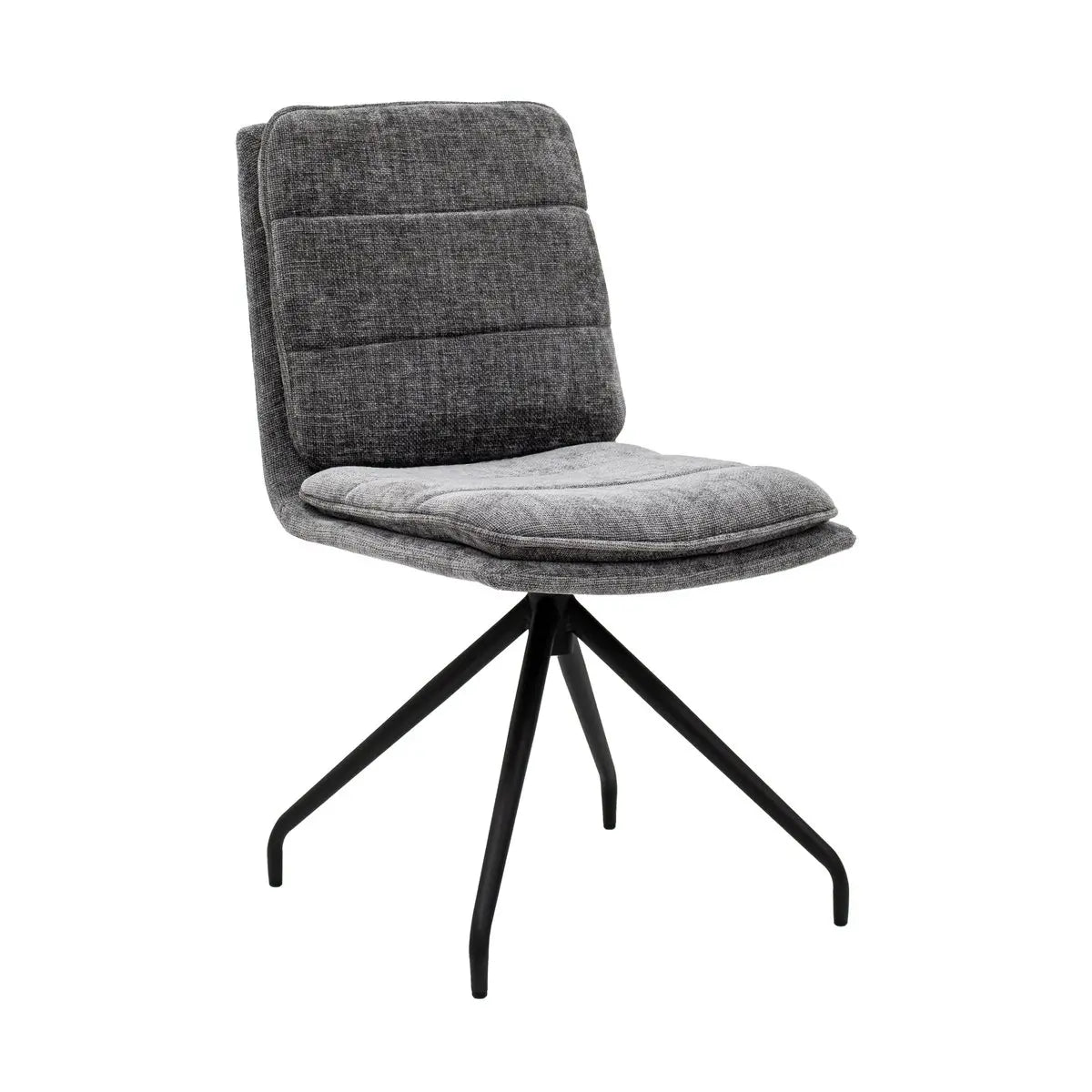 Esszimmerstuhl – Dunkelgraue Farbe, Texturstoff, 360° Drehfunktion - Aron | Kick Collection