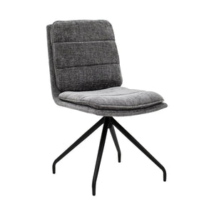 Esszimmerstuhl – Dunkelgraue Farbe, Texturstoff, 360° Drehfunktion - Aron | Kick Collection