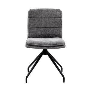 Esszimmerstuhl – Dunkelgraue Farbe, Texturstoff, 360° Drehfunktion - Aron | Kick Collection