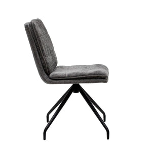 Esszimmerstuhl – Dunkelgraue Farbe, Texturstoff, 360° Drehfunktion - Aron | Kick Collection
