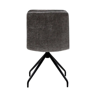 Drehstuhl – Dunkelgrauer Stoff, Schwarzes Metall, Gepolsterte Lehne - Aron | Kick Collection