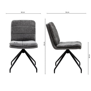 Esszimmerstuhl – Dunkelgraue Farbe, Texturstoff, 360° Drehfunktion - Aron | Kick Collection