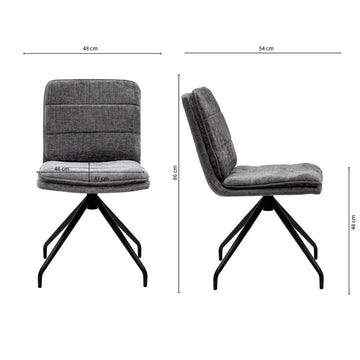 Esszimmerstuhl – Dunkelgraue Farbe, Texturstoff, 360° Drehfunktion - Aron | Kick Collection