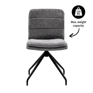 Esszimmerstuhl – Dunkelgraue Farbe, Texturstoff, 360° Drehfunktion - Aron | Kick Collection