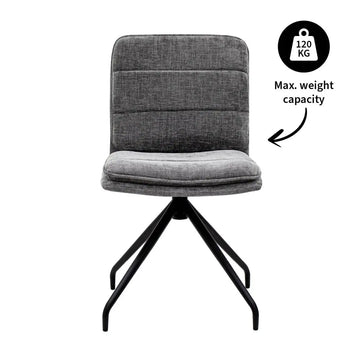 Esszimmerstuhl – Dunkelgraue Farbe, Texturstoff, 360° Drehfunktion - Aron | Kick Collection