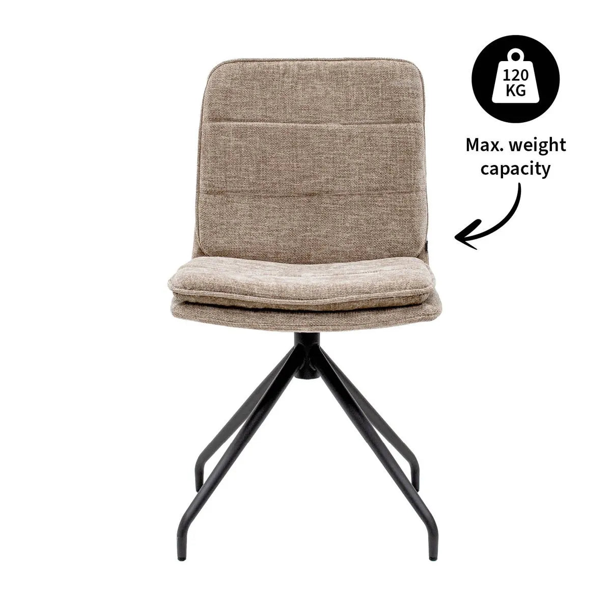 Esszimmerstuhl – Taupe Farbe, Texturstoff, 360° Drehfunktion - Aron | Kick Collection