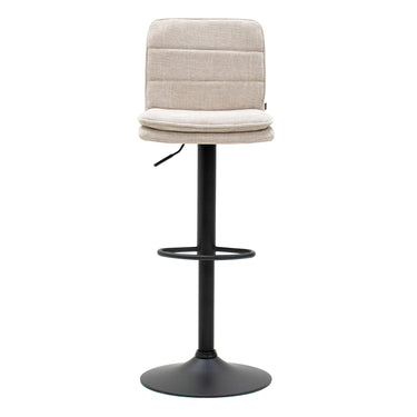 Swivel Bar Stool Height Adjustable Upholstered Seat & Backrest in Textured Fabric – Roan | Kick Collection