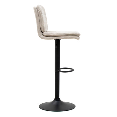 Swivel Bar Stool Height Adjustable Upholstered Seat & Backrest in Textured Fabric – Roan | Kick Collection