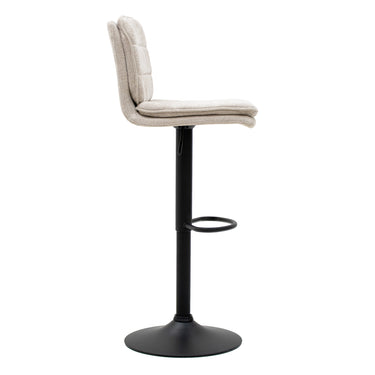 Swivel Bar Stool Height Adjustable Upholstered Seat & Backrest in Textured Fabric – Roan | Kick Collection