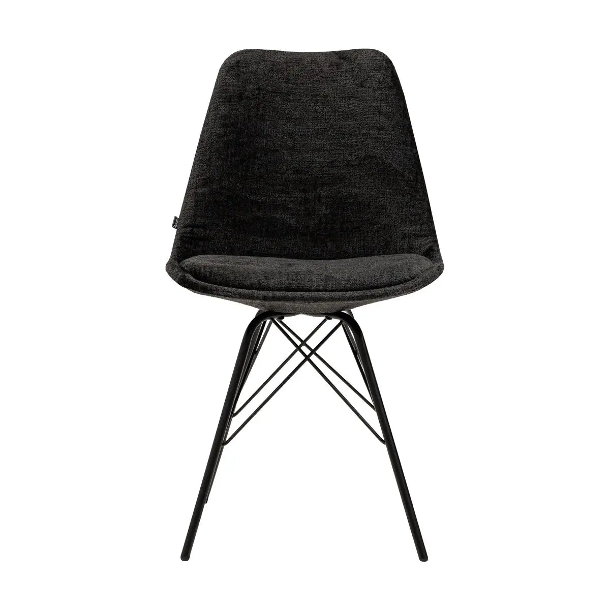 Esszimmerstuhl – Schwarze Farbe, Weicher Strukturstoff, Schwarzes Metallgestell - Bren | Kick Collection