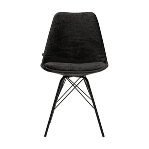 Esszimmerstuhl – Schwarze Farbe, Weicher Strukturstoff, Schwarzes Metallgestell - Bren | Kick Collection