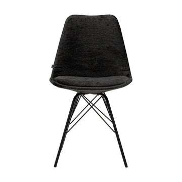 Esszimmerstuhl – Schwarze Farbe, Weicher Strukturstoff, Schwarzes Metallgestell - Bren | Kick Collection