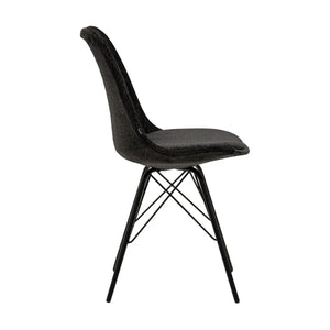 Esszimmerstuhl – Schwarze Farbe, Weicher Strukturstoff, Schwarzes Metallgestell - Bren | Kick Collection