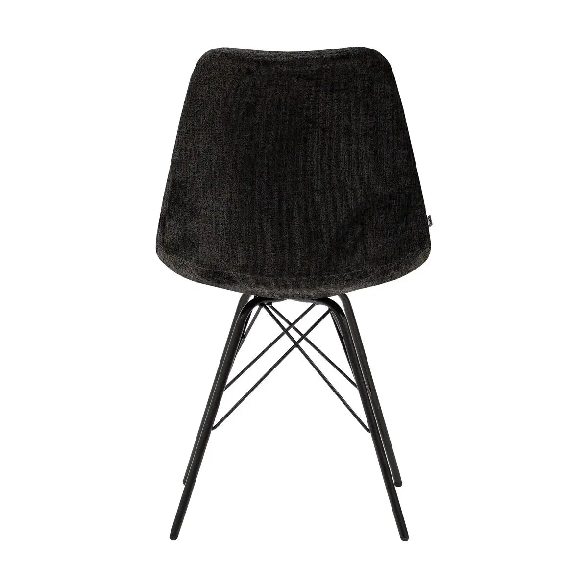 Esszimmerstuhl – Schwarze Farbe, Weicher Strukturstoff, Schwarzes Metallgestell - Bren | Kick Collection