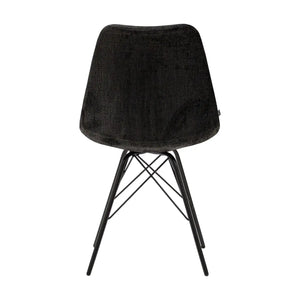 Esszimmerstuhl – Schwarze Farbe, Weicher Strukturstoff, Schwarzes Metallgestell - Bren | Kick Collection