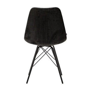 Esszimmerstuhl – Schwarze Farbe, Weicher Strukturstoff, Schwarzes Metallgestell - Bren | Kick Collection