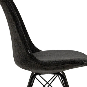 Esszimmerstuhl – Schwarze Farbe, Weicher Strukturstoff, Schwarzes Metallgestell - Bren | Kick Collection