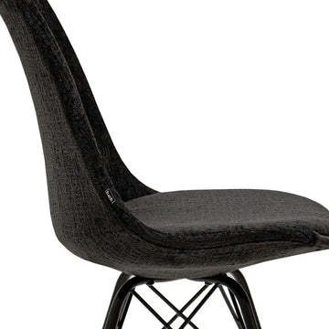 Esszimmerstuhl – Schwarze Farbe, Weicher Strukturstoff, Schwarzes Metallgestell - Bren | Kick Collection