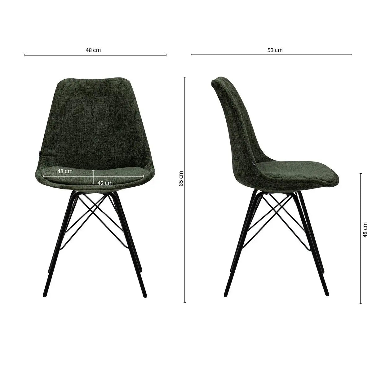 Esszimmerstuhl – Schwarze Farbe, Weicher Strukturstoff, Schwarzes Metallgestell - Bren | Kick Collection
