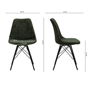 Esszimmerstuhl – Schwarze Farbe, Weicher Strukturstoff, Schwarzes Metallgestell - Bren | Kick Collection