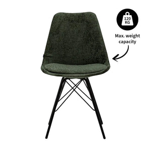 Esszimmerstuhl – Schwarze Farbe, Weicher Strukturstoff, Schwarzes Metallgestell - Bren | Kick Collection