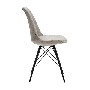 Esszimmerstuhl – Graue Farbe, Weicher Strukturstoff, Schwarzes Metallgestell - Bren | Kick Collection
