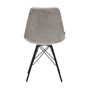 Esszimmerstuhl – Graue Farbe, Weicher Strukturstoff, Schwarzes Metallgestell - Bren | Kick Collection