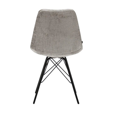 Esszimmerstuhl – Graue Farbe, Weicher Strukturstoff, Schwarzes Metallgestell - Bren | Kick Collection